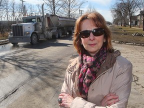 Irene Galbraith is upset that heavy truck traffic is shaking her home on Pandora Avenue. (Brian Donogh/Winnipeg Sun)