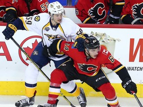 Roman Josi, shown here in a recent game in Calgary, had 49 points on the season going into Monday's game against the Oilers. (Al Charest)