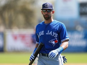 Toronto Blue Jays right fielder Jose Bautista works out prior to a game against the New York Yankees at George M. Steinbrenner Field in Tampa on March 10, 2016. (Kim Klement/USA TODAY Sports)