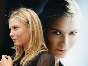 In this Tuesday, Aug. 22, 2006 file photo, tennis star Maria Sharapova poses outside of Bloomingdale’s in New York, before launching her new TAG Heuer watch. (AP Photo/Diane Bondareff, file)