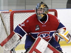 Goalie David Richer and the Kingston Voyageurs open a second-round OJHL playoff series against the host Markham Royals on Friday night. (Whig-Standard file photo)