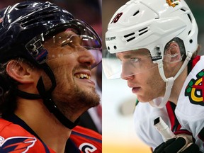Washington Capitals' Alex Ovechkin and Chicago Blackhawks' Patrick Kane are the NHL's leading goal scorers. (USA Today Sports)