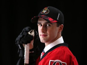 Colin White poses for a portrait after being selected 21th overall by the Ottawa Senators during the 2015 NHL Draft at BB&T Center in Sunrise, Fla., on June 26, 2015. (Mike Ehrmann/Getty Images)