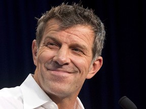 Montreal Canadiens general manager Marc Bergevin speaks to the media at a press conference on July 2, 2015 in Brossard, Que. (THE CANADIAN PRESS/Ryan Remiorz)