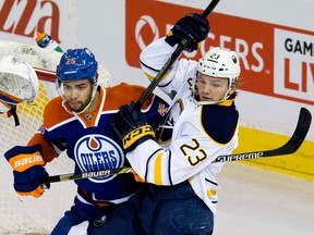 Darnell Nurse, shown here in a game against the Buffalo Sabres in December, says he was able to use his time in the press box to identify on-ice opportunities. (David Bloom)