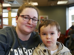 Melanie Larochelle with her son, Aiden, 2, in Sudbury. John Lappa/Sudbury Star/Postmedia Network