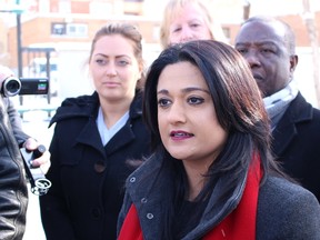 Manitoba Liberal Leader Rana Bokhari announces her government would cover the cost of ambulance rides for low-income seniors, if elected. Bokhari made the pledge on March 17, 2016.