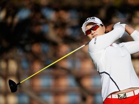Se Ri Pak of South Korea hits a tee shot during the second round of the LPGA LOTTE Championship at Ko Olina Golf Club on April 16, 2015 in Kapolei, Hawaii. (Christian Petersen/Getty Images/AFP)