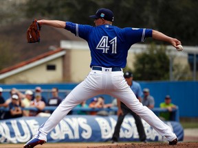 Toronto Blue Jays pitcher Aaron Sanchez (41) pitches against the Houston Astros during the first inning at Florida Auto Exchange Park. Butch Dill-USA TODAY Sports