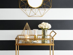 All that glitters is gold. The hottest metallic of the season is shown off in this chic vignette from Walmart.