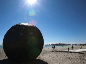 Blue clear skies and a cool breeze at the  as people enjoy viewing the art installations along Woodbine Beach on Saturday March 19, 2016. Veronica Henri/Toronto Sun/Postmedia Network