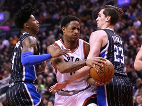 Raptors all-star DeMar DeRozan got to the free throw line all afternoon in Toronto's win over Orlando on Sunday. CRAIG ROBERTSON/Toronto Sun