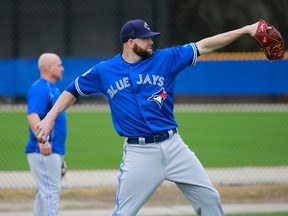Toronto Blue Jays relief pitcher Steve Delabar works out at Bobby Mattick Training Center. (Kim Klement/USA TODAY Sports)
