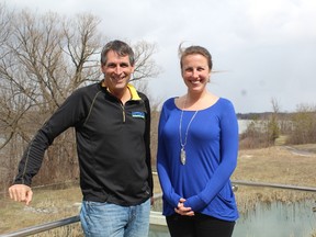 Steve Sauder and Karlee Flear are promoting World Water Day and the links between clean water and jobs. (JENAI KERSHAW, Special to The London Free Press)