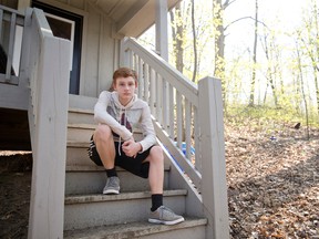 Actor Jackson Martin, is pictured in this file photo at his home in London, Ont. last May. He is scheduled to attend a screening of the film Sleeping Giant in Sarnia April 19 at the Sarnia Library Theatre. Martin starred in the film that was selected for the  the Cannes and Toronto film festivals in 2015. 
Craig Glover/The London Free Press/Postmedia Network