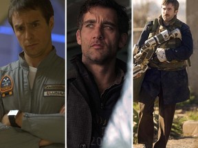 Sam Rockwell in Moon; Clive Owen in Children of Men; Sharlto Copley in District 9. (Handout photo)