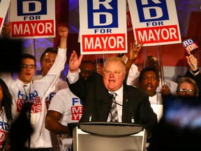 Mayor Rob Ford speaks during his campaign kick-off at the Toronto Congress Centre April 17, 2014. (Dave Abel/Toronto Sun)
