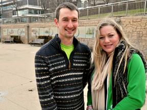 Mark Drewe (left) and Justine Turner, co-producers of Finding Freedom in the Forest City, in downtown London Ont. March 17, 2016. CHRIS MONTANINI\LONDONER\POSTMEDIA NETWORK