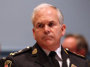 Ottawa Police Service Chief Charles Bordeleau looks on during a police board meeting at Ottawa City Hall Monday March 21, 2016. DARREN BROWN/POSTMEDIA