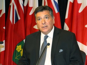 Ontario Finance Minister Charles Sousa speaks to the media regarding Prime Minister Justin Trudeau's budget on Tuesday, March 22, 2016. (Antonella Artuso/Toronto Sun)