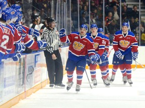 Luke Bertolucci potted two first-period goals against the Tigers Tuesday in Medicine Hat. (Ryan McCracken, Medicine Hat News)