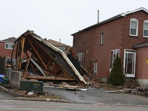 Remains of a home on Douglas Haig Dr. in Markham the day after an explosion on March 15, 2016. (Veronica Henri/Toronto Sun)