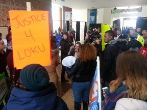 Black Lives Matter protest at Ottawa City Hall on March 23, 2016. Twitter photo by Jon Willing.