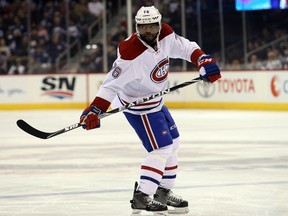 Canadiens defenceman P.K. Subban was back practising with his teammates on Wednesday, but has not been cleared to return to the lineup. (Bruce Fedyck/USA TODAY Sports)
