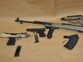 Some of the weapons seized by London police during raids in the city. (Supplied photo)