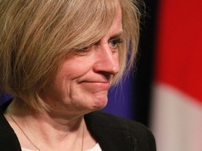 Alberta Premier Rachel Notley speaks to media in Calgary, Alta. on Monday March 23, 2015 and comments on the Federal budget. Jim Wells/Postmedia