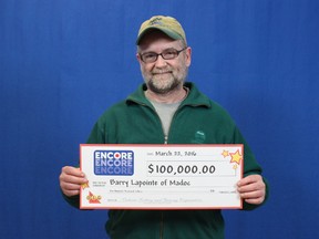 Submitted photo
Barry Lapointe won $100,000 on the March 7 draw for Encore. The Madoc resident plans to spend some of the cash on creating an artist’s studio in his home.
