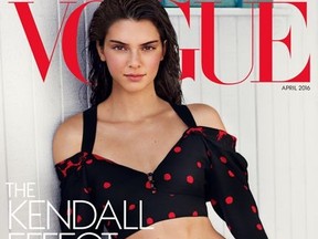 Kendall Jenner on the cover of Vogue for April. (Handout: Vogue/Mario Testion)