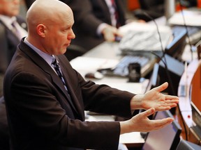 Coun. Jason Schreyer questions a delegation during the civic budget debate Tuesday, March 22, 2016.