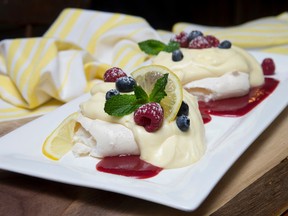 Meringues with Lemon Curd and Fresh Berries. (CRAIG GLOVER, The London Free Press)
