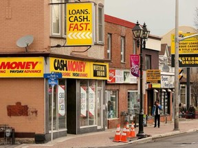 The former municipality of Vanier in Ottawa has 16 payday loan outlets, or one for every 1,000 residents. JULIE OLIVER / OTTAWA CITIZEN