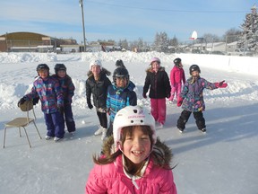 St. Jerome's students using the outdoor rink during February. The rink will be rebuilt and upgraded over the summer, though the Rotary Club is hoping to see it used more as a multi-purpose facility with the inclusion of a tennis court surface for the summer.