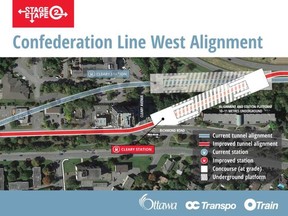 The city announced Thursday, March 24, 2016 a new alignment for the western LRT line at Cleary station. Instead of the LRT tunnel cutting through the Unitarian campus, it will cut through an existing strip mall to connect with Richmond Road. OTTAWA HANDOUT
