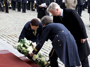 Belgian King Philippe attends a commemoration ceremony at the Belgian parliament for victims of Tuesday's bombing attacks in Brussels, Belgium, March 24, 2016.    REUTERS/Nicolas Maeterlinck/Pool