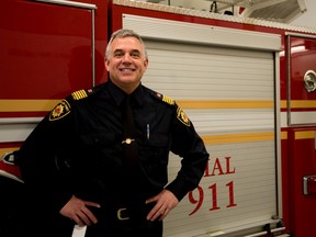 Newly appointed Parkland Fire Chief, Brian Cornforth, stops in at the Spruce Grove Fire Hall on Wednesday, March 23. - Photo by Yasmin Mayne