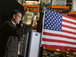 Republican presidential candidate Sen. Ted Cruz, R-Texas, speaks at a campaign stop on Thursday, March 24, 2016, in Dane, Wis. (AP Photo/Andy Manis)