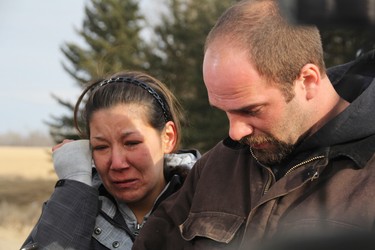 The parents of missing two-year-old boy Chase Martens, Destiny Turner and Thomas Martens, spoke to media Thursday evening. (Matt Hermiz/TheGraphic/Postmedia Network)