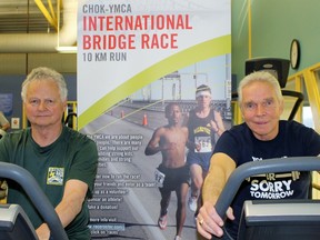 From left, Ray Whitnall and John Bennett are preparing for the 39th annual YMCA CHOK International Bridge Race. The Sarnia neighbours will both be 72 years old when the race rolls around June 5. Terry Bridge/Sarnia Observer/Postmedia Network