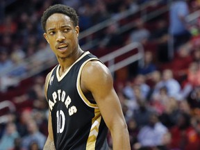 DeMar DeRozan argues a call against the Houston Rockets on Friday night. USA Today