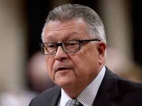 Minister of Public Safety and Emergency Preparedness Ralph Goodale speaks during question period at Parliament Hill in Ottawa on Thursday, March 24, 2016.  THE CANADIAN PRESS/Adrian Wyld
