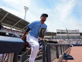 Tampa Bay Rays left fielder Desmond Jennings runs out of the dugout before the game against the Toronto Blue Jays at Charlotte Sports Park. (Kim Klement-USA TODAY Sports)