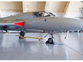 A Cold War-era British Air Force training jet, this Hawker Hunter attack jet and ground bomber was recently acquired by the Jet Aircraft Museum in London, Ont., during a bankruptcy auction in the United Kingdom. (Supplied photo)