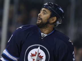 Winnipeg Jets defenceman Dustin Byfuglien has been nominated by the team for the Masterton trophy. (Kevin King/Winnipeg Sun file photo)