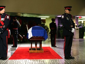 Rob Ford's casket at City Hall Monday March 28, 2016. Craig Robertson/Toronto Sun/Postmedia Network