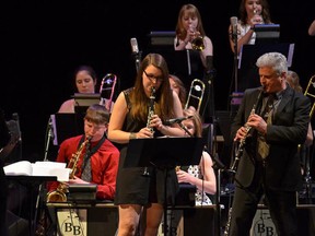 Submitted photo
High school musicians "jam" with the Brian Barlow Big Band and A-list saxophonist/clarinetist John Johnson during a previous TD Jazz Education Program concert.