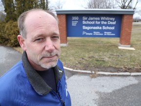 Jason Miller/The Intelligencer
Mark Whalen, pictured here at the entrance to Sir James Whitney School for the Deaf and Sagonaska School is uncertain if his role as a counsellor at Sagonaska demonstration school will continue this fall.